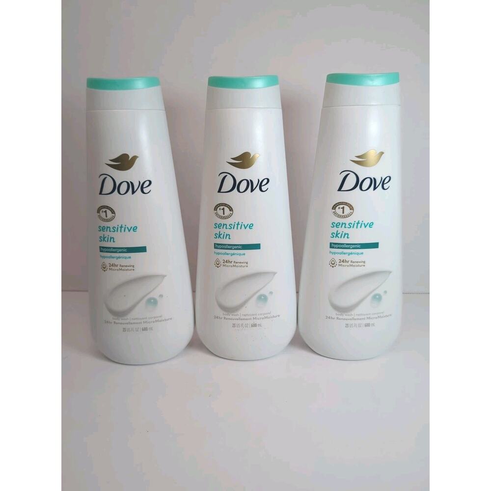 Dove Sensitive Skin Body Wash Hypoallergenic 23 oz each 3 PACK NEW‎